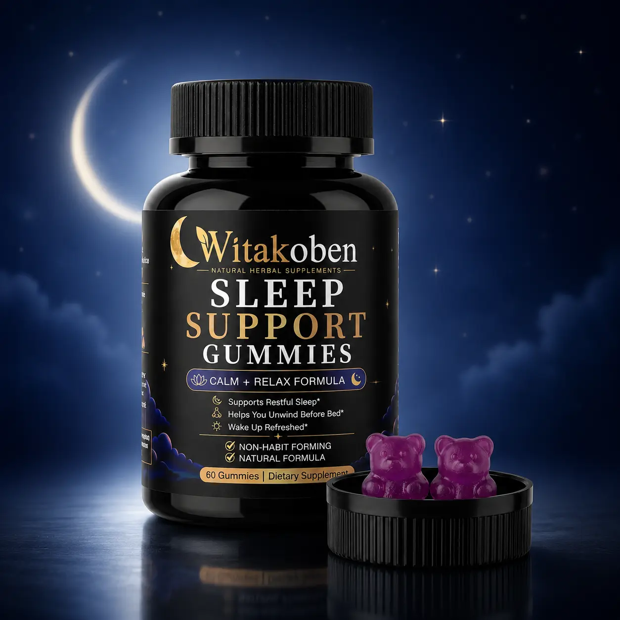 Melatonin Gummies for Adults, 2.5 mg Sleep Support Gummies, 0g Total Sugar, 60 Count, Easy-to-Chew Bear Gummies for Bedtime Routine