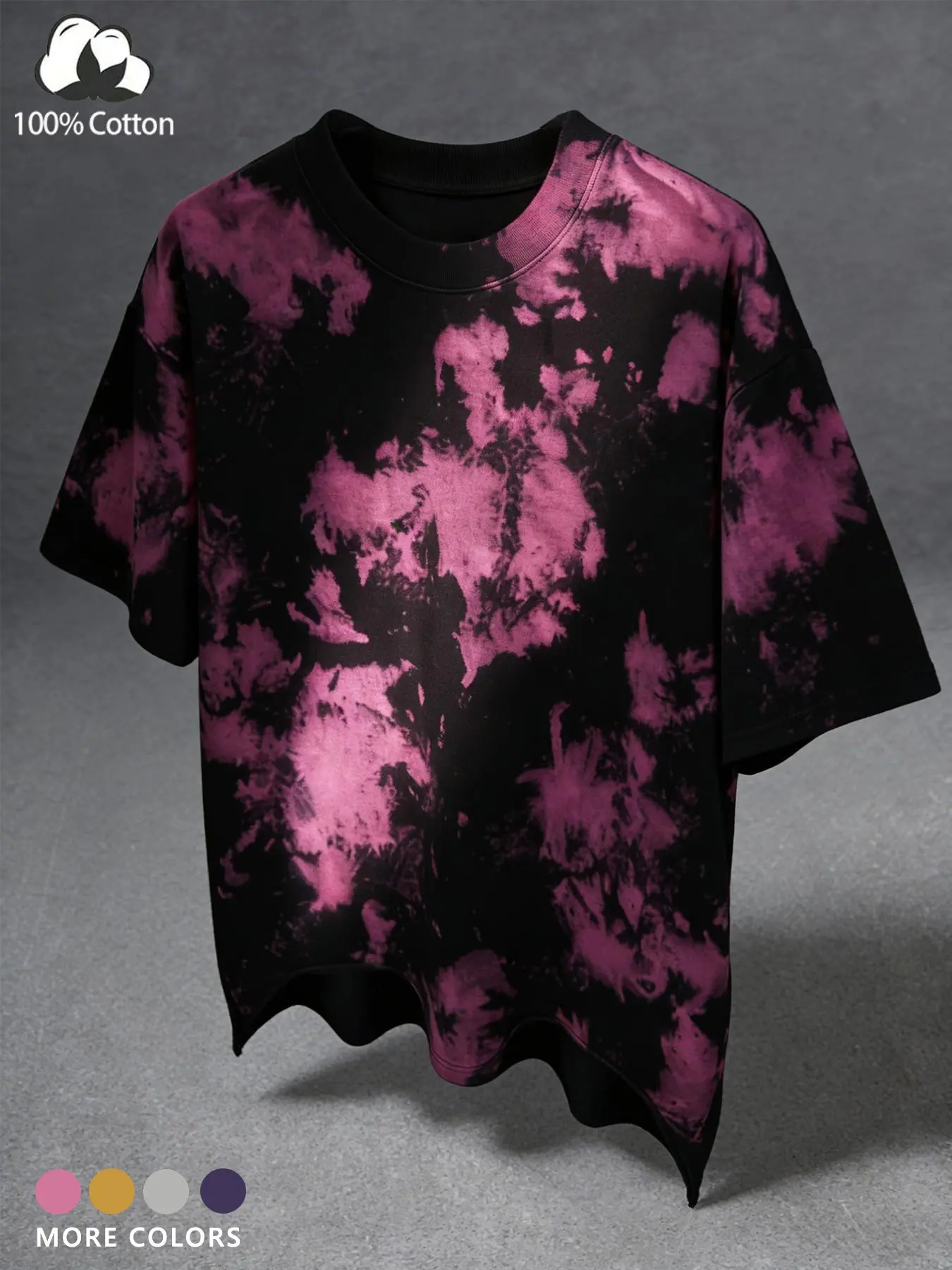 Unisex Vintage Street Style Streetwear Tie-Dye Print Cotton Fabric Breathable Summer Oversized Round Neck Short Sleeve T-Shirt, Y2K Fashion, Couple, High Street Culture, Casual Daily Wear, Casual Style Tee, Breathable Summer Top
