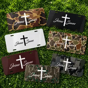 Jesus Saves License Plate, Faith Based 12x6 Aluminum Vanity Tag, Religious Car Decor Gift for Truck Car