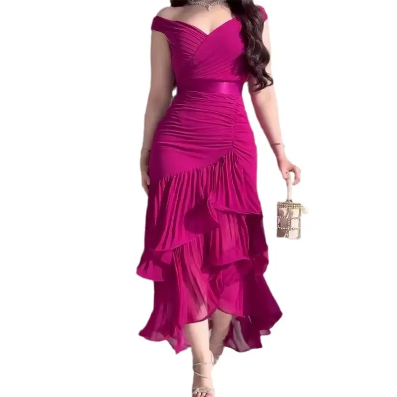2025 summer new European and American cross-border women's clothing sweet style solid color high waist slim sleeveless dress Womenswear Formal Workwear Gamis