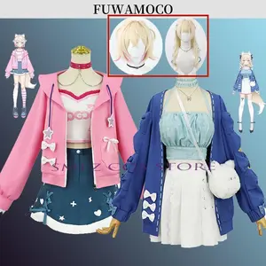 Abyssgard Mococo Cosplay Anime Vtuber Fuwawa Cosplay Costume Hololive EN New Fuwa Moco Outfit Suit Wig Party Dress Coat for Girl