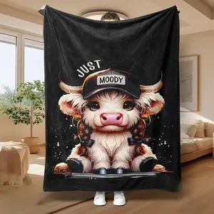 Cute Cow Print Blanket,  1 Count Soft And Comfortable Air-Conditioned Room Throw, Warm Nap Blanket For Home, Office, Outdoor Camping plush