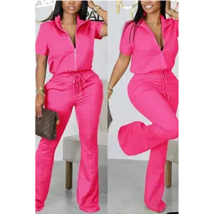 Drawstring Short Sleeve Pants Set
