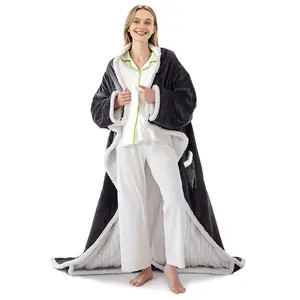 SORABOL1 Piece Heated Blanket Wearable Electric Blanket with Sleeves and Foot Pockets,10 Heat Settings and 8-Hour Auto Shut-Off, All-Season Heated Bed Cover Suitable for Bed/Sofa/Chair, Machine Washable Control (Plug) - Ideal Gift for Students and Elderly