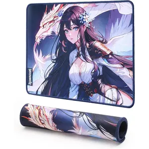 Redragon P046S Anime Gaming Mouse Pad - Smooth Lycra Surface, Anti-Slip Rubber Base, Spill-Resistant, Durable 5mm Thick Design, 13 x 10 inches, Gaming accessories, Dark Blue