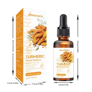 Amococo Turmeric Facial Essence | Brightening Hydrating Serum with Vitamin C Aloe Vera | Boost Radiance & Elasticity, Non-Sticky 30ml