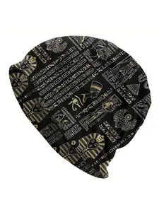 Egyptian Pharaoh Hieroglyphs Bonnet Skullies Beanies Soft Hats