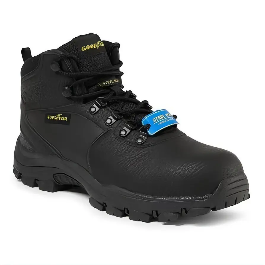 Goodyear Men's Ontario Steel Toe Work Boots - Black, Lace-Up, Round Toe, Mid-Height, Ideal for Work