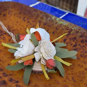 Wood Flower Hanging Decor, Burnt Orange Accent Flowers for Christmas Tree Home Decor