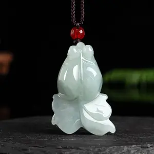 Natural Myanmar A jadeite goldfish gold and jade pendant ice jade pendant flower piece men's and women's jade batches