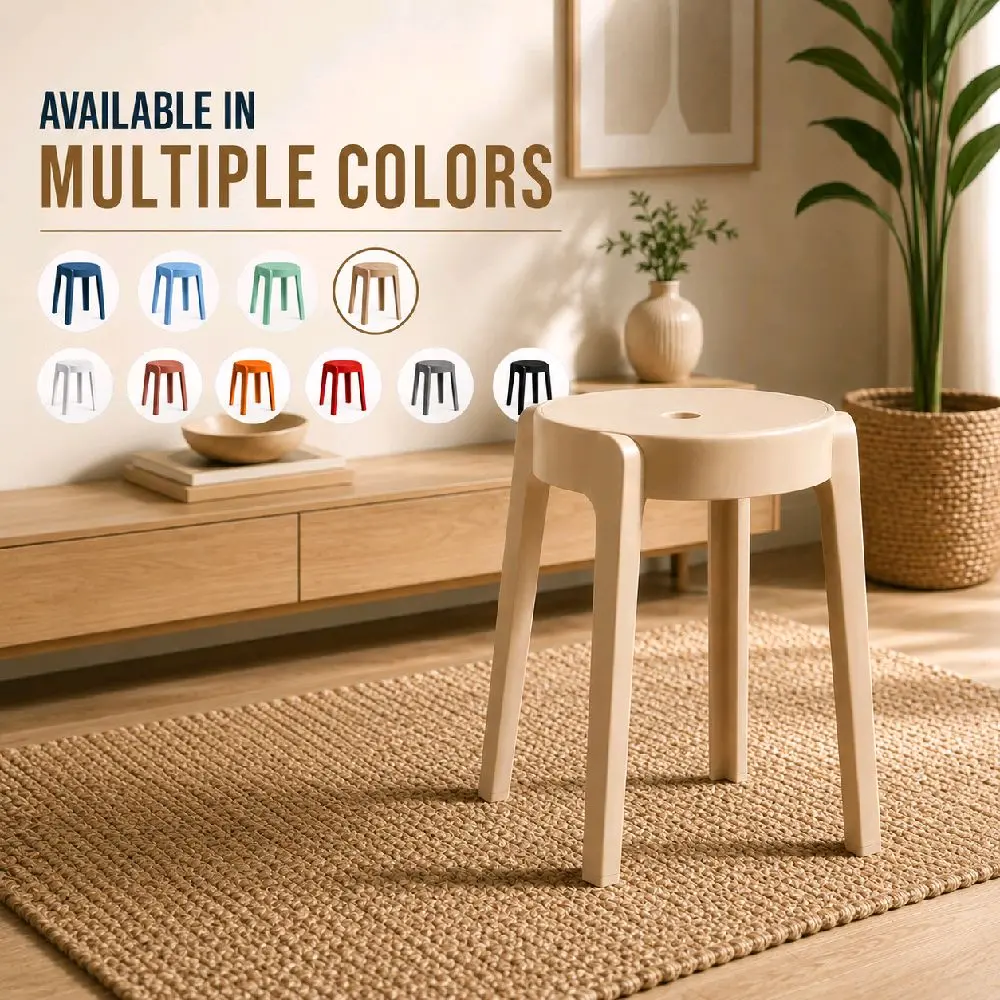 MANIMALL 6-Pack Heavy Duty Stackable Plastic Stools - 500 lbs Capacity, 18" Flexible Seating for Classrooms, Homes & Outdoors