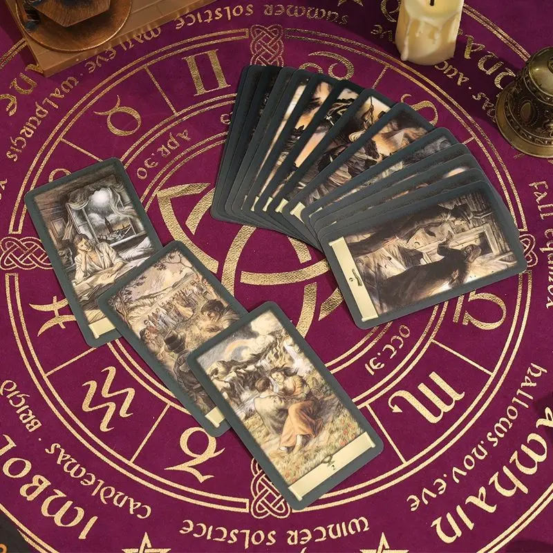 78-Card Russian Tarot Deck, Tapo Dark Grimoire Tarot Cards, Tarot Card Set, Includes Paper Instructions, Ideal for Divination & Spiritual Practices