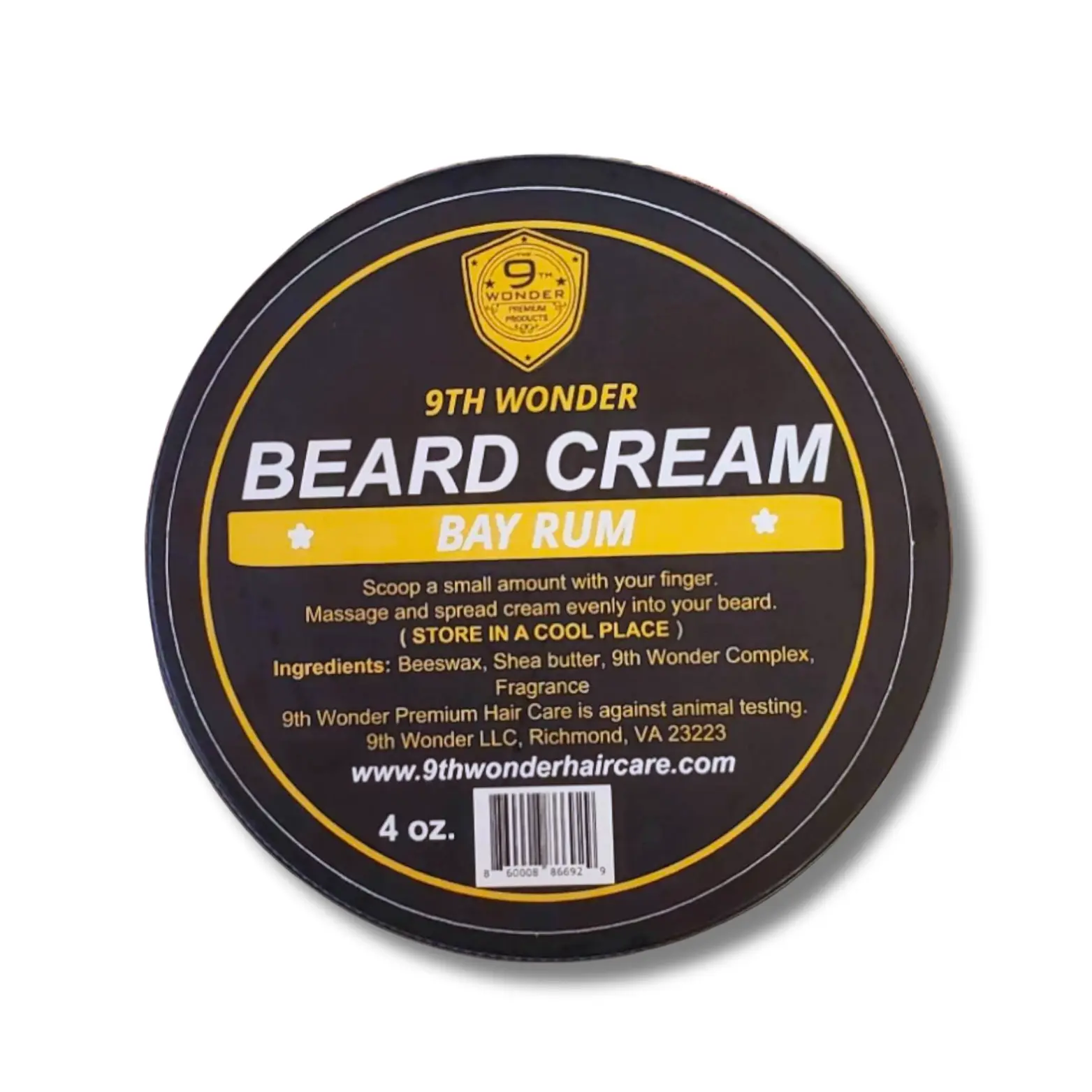 9th Wonder Products Moisturizing Beard Cream for Men's Beard Care - 4 oz