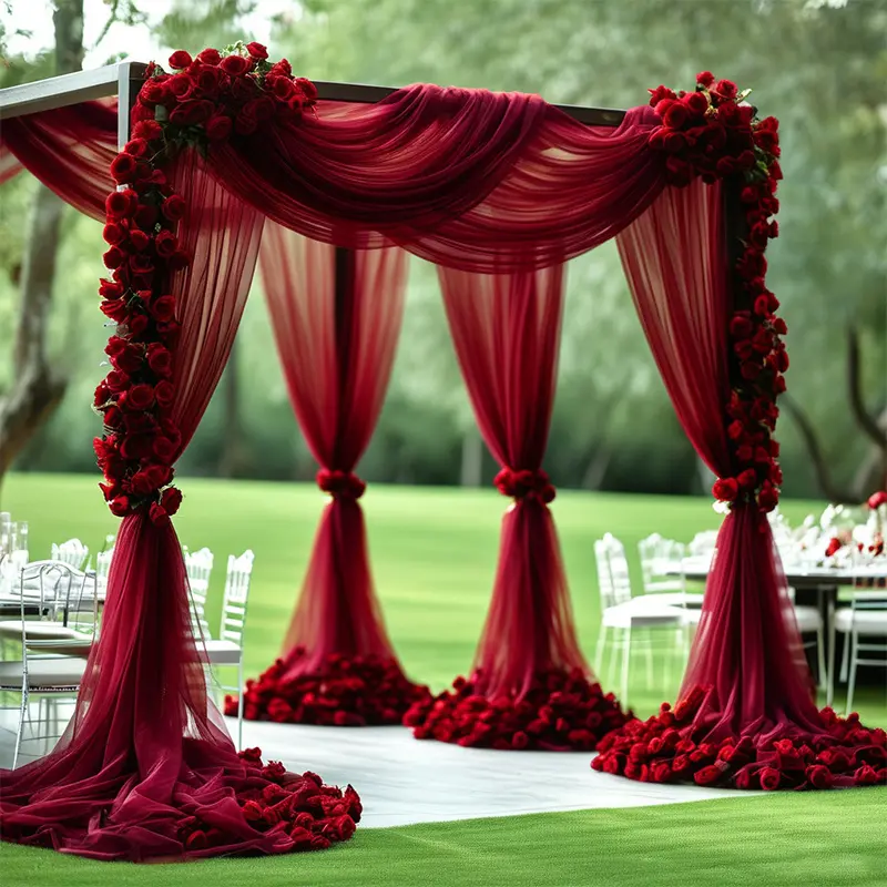1 Roll Valentine's Day Red Sheer Tulle Fabric, For Weddings, Valentine's Day Decoration, Valentines Day Decor, Polyester Mesh Material, Must-Have Decor for Party Decor, Arches, Table & Chair Bows, Stages & Event Backdrops