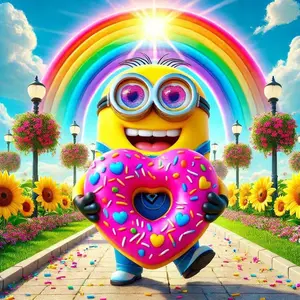 5D DIY Full Drill Round Diamond Painting - Diamond Art Kit Minions, Donuts, Rainbow Mosaic, Canvas - DIY Decorative Painting, Home Wall Art, Perfect for Halloween and Christmas, Independence Day, Birthdays, and Anniversary Gifts