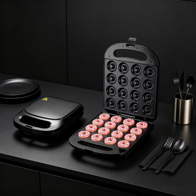 1000W donut machine, double-sided heating, with detachable non stick board, suitable for home, kitchen, cake, pancake, nut, snack or dessert, US standard two plug 1000W donut machine, double-sided heating, with detachable non stick board, suitable for home, kitchen, cake, pancake, nut, snack or dessert, US standard two plug