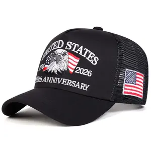 Unisex USA Eagle 2026 Anniversary Embroidered Baseball Cap Mesh Hat Outdoor Adjustable Sunscreen Leisure Hat Spring Autumn Travel Tourism Beach Vacation