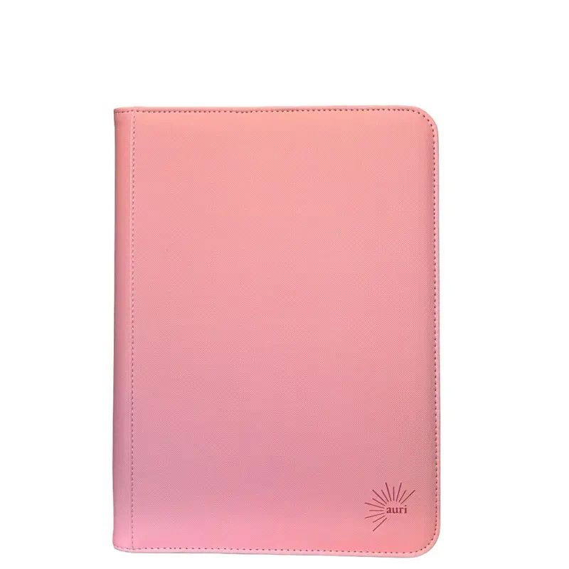 Auri Pink 9-Pocket TCG Binder - White, Smooth Zipper Closure, High-Quality PVC-Free Acid-Free Pages, Compact Lightweight Sleek Build, 360-Card Capacity, Item Protection, Secure Hold for Pokémon, Sports Cards