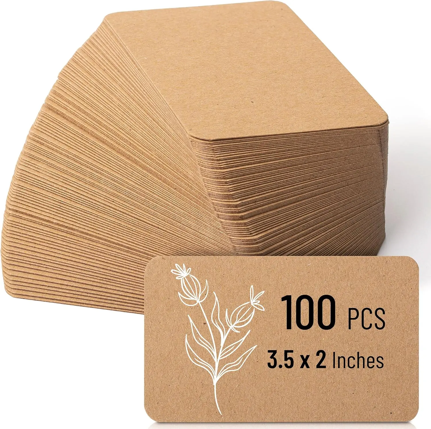 Kraft Mini Note Cards, 3.5”x2.1”, 100 Pack, Bulk Blank Business Cards, Small Note Cards for School, Office, Home