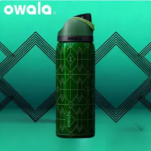 Owala FreeSip Fruit Cup Stainless Steel Portable Sports Water Bottle Thermos Star Diamond Flash Green 32oz Drinkware Flasks