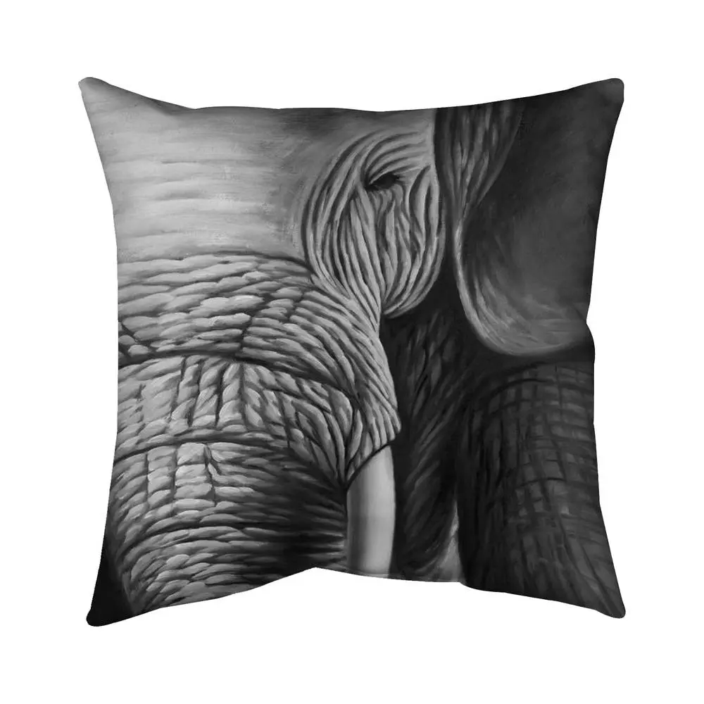 Begin Home Decor 5541-1616-AN203 16 x 16 in. Gray African Elephant Pillow - Elephant Home Decor Pillow