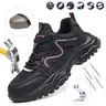 Shenganton Women's Round Toe Steel Toe Caps Safety Sneakers - Braid Laces, Anti-Smash, Anti-Puncture, Breathable Mesh Upper, EVA Outsole, Durable, All Seasons Colorblock Walking Shoes for Women, Work-to-Casual Footwear