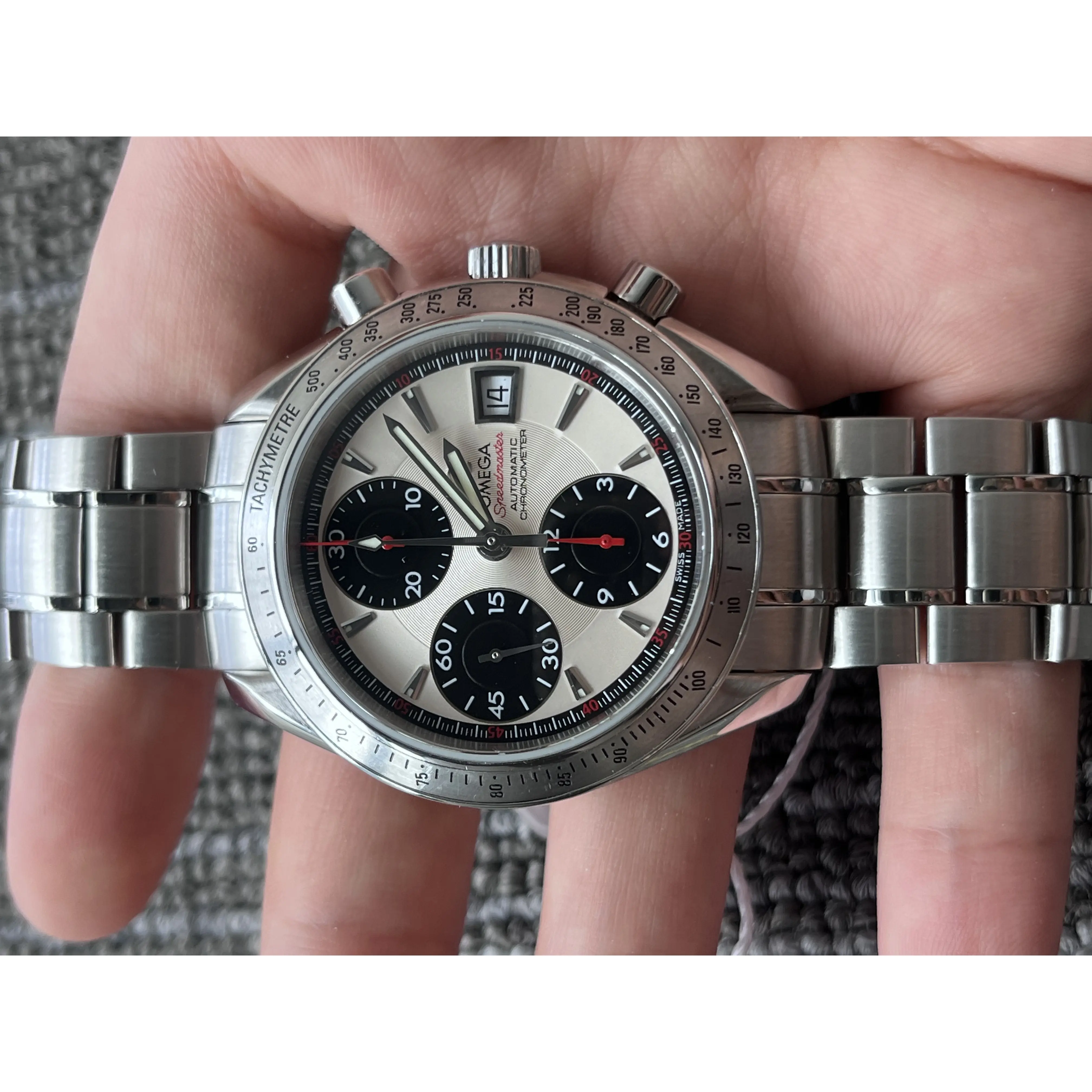 Omega Speedmaster 40, White Dial, Mechanical, Steel Bracelet, # TK-81675262, 18 cm,Jason