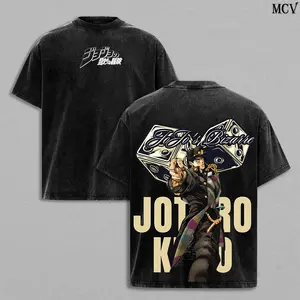 Jotaro Kujo Tee Washed – JoJo’s Bizarre Adventure Stardust Crusaders Vintage Washed Heavy Cotton Oversized Anime Manga T-Shirt & Hoodie, Double Printed Retro Unisex Streetwear Graphic Top, Star Platinum Stand Edition