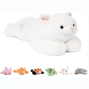 【White Cat】Niuniu Daddy 26" | 5LB Sloth Weighted Stuffed Animals for Adults Kids, Large Brown Sloth Weighted Lap Animal Plush Toy, Giant Body Pillow with Bag Stickers as Gift for Christmas Birthday Holidays Relax Fluffy Anxiety Hug cat