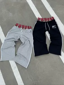 Men's 2 in 1 Contrast Binding Drawstring Waist Sweatpants, Casual Regular Fit Pocket Elastic Waist Trousers for Fall & Winter, Men's Bottoms for Daily Wear, Sweatpants Set, Athleisure Style Pants, Casual Comfy Sporty