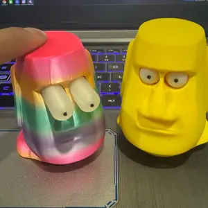 3D Printed Stress Relief Press Eye-Rolling Statue, Creative Personalized Desk Decor