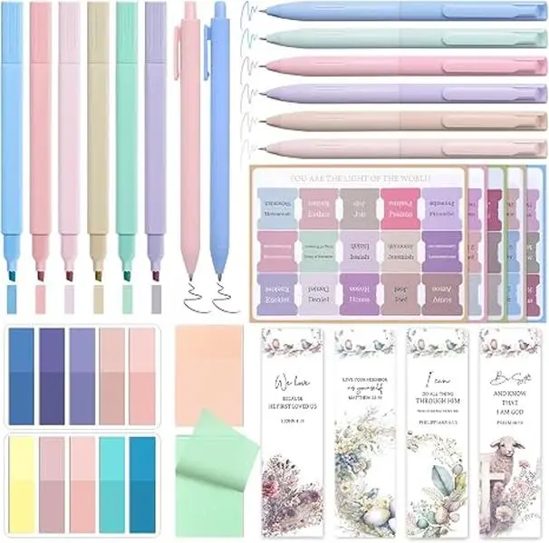 Bible Study Supplies Kit with Highlighters, Bible Journaling Accessories, Color-Coding Pens & Note-Taking Tools, Scripture Study Kit for Women, Bible Accessories for Highlighting Verses, Organizing Notes & Deepening Faith
