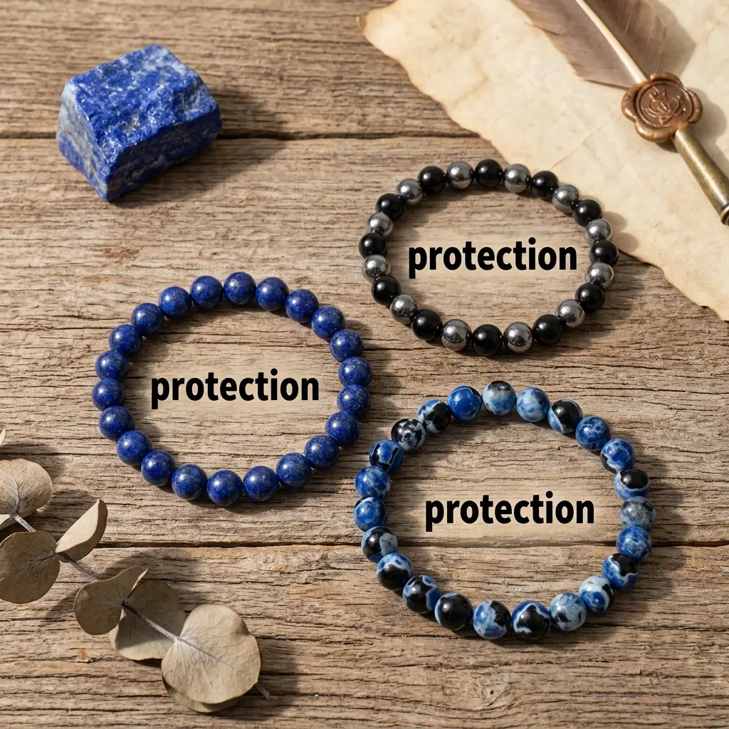 The Ultimate Protection & Focus Trio: Black Tourmaline, Hematite & Blue Fire Agate Lapis Lazuli Bracelet Set – Shield Your Aura, Enhance Clarity | Grounding, Meditation & Study Gift | 8mm Unisex