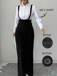 Summer Fashion Women's Jumpsuit, Invisible Zip Wide Leg One-Piece Pants, Perfect for Vacation Travel, Office Commute, Casual