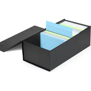 Harhana 3X5 Index Card Holder Card File Box Organizer, Hold 1200 3X5-Inch Flash Cards 1 Pack Black