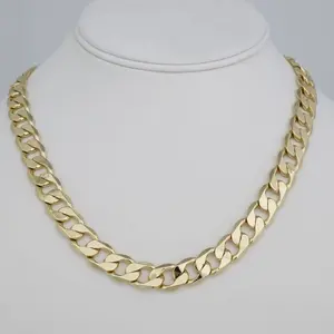 Chains/ Cadenas 14K Real Color/ 10mm X 45cm, 50cm, 60cm // N100015 day gift Men's Gold-Plated cuban chain