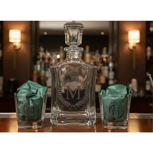 Personalized Whiskey Decanter Set – Custom Monogram Engraved Gift