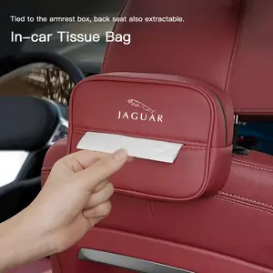 Car Tissue Box Holder Nappa Leather Car Center Console Armrest Napkin Box Sun Visor Backseat Tissue Case with For Jaguar F-Pace F-Type XF XJ XE I-Pace E-Pace XEL XFL S-Type XFR XKR X-Type