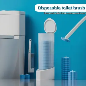 Disposable Toilet Brush Set, 1 Set Toilet Cleaning Brush with 6 Replacement Head, Or 24pcs Replacement Head, Toilet Cleaning Tool for Home Bathroom, Toilet Cleaning System, Bathroom Brush Cleaner, Toilet Scrubber Brush