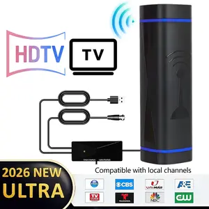 HDTV Antenna, HD Digital Antenna, Enhanced Smart IC Chip for Stable Signal, 300 Miles Coverage, Multi-Position Installation (Window/TV Wall), Free Over-the-Air Channels, Works with  Smart & Old TVs