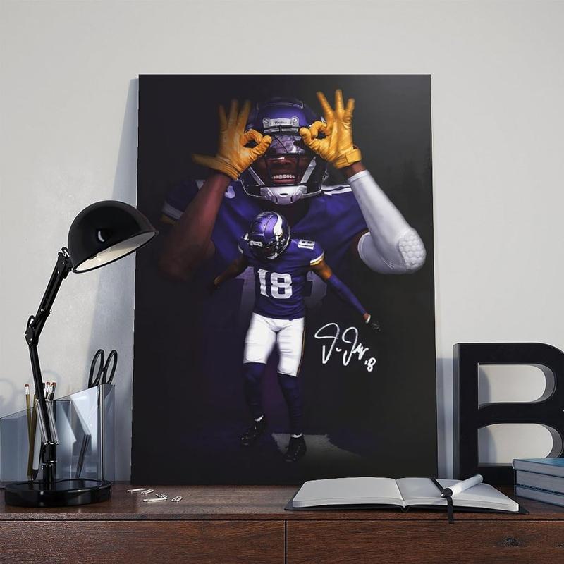 suffcind Sports Poster Justin Jefferson 1 Canvas Poster Wall Art Decor Print Picture Paintings for Living Room Bedroom Decoration Unframe-style12x18inch(30x45cm)