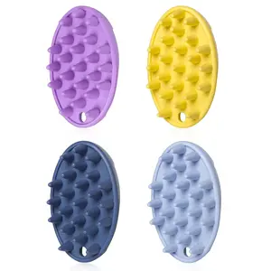 4 PCS Dog Bath Brush Set - Soft Rubber Shedding Brush for Short & Long Haired Dogs with Soothing Massage Scrubber