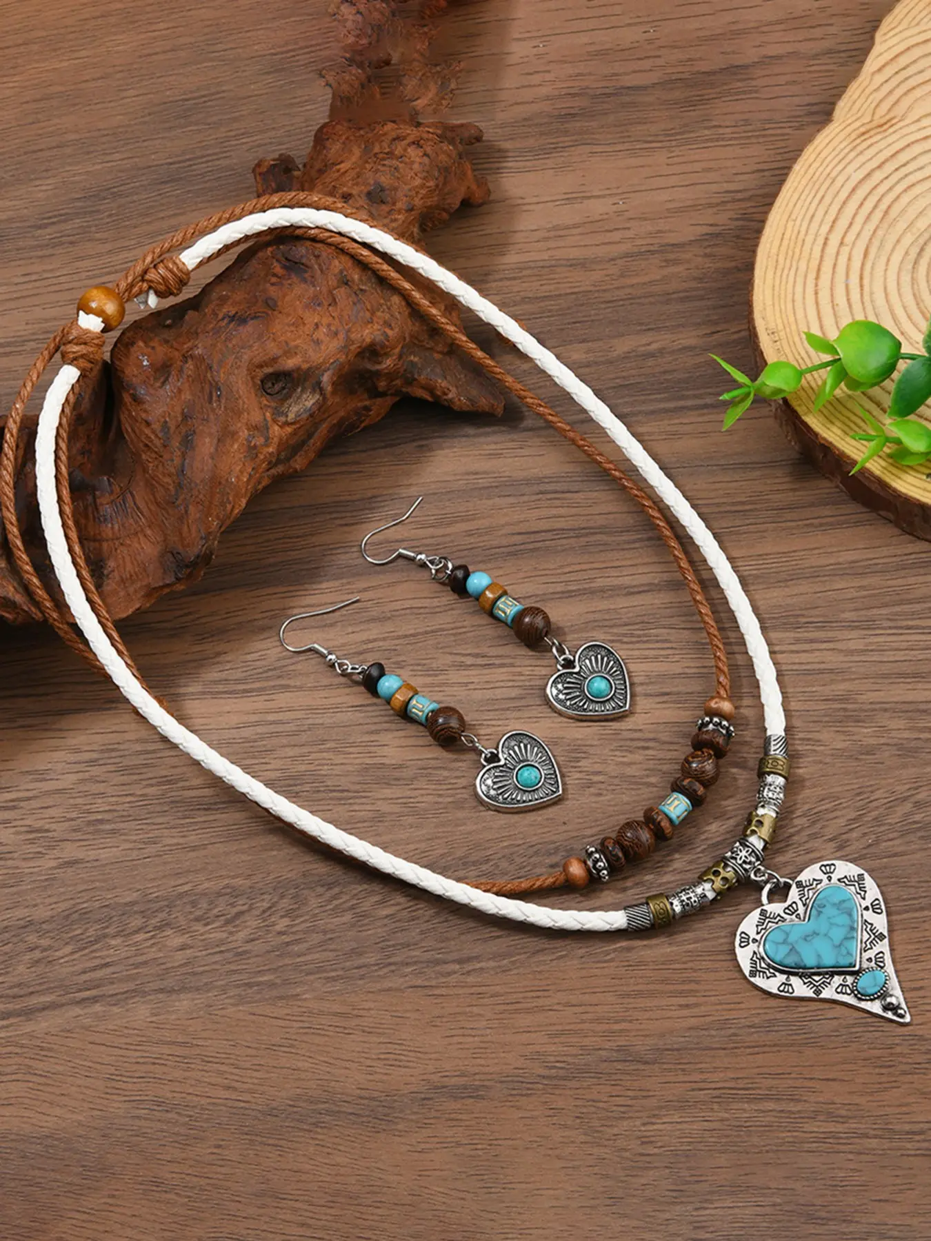 Boho Vintage Heart Necklaces Earrings Set, Perfect for Daily Wear, Ideal Gift for Girlfriend and Mother, All Seasons Party Style, Pendant Jewelry Set, Jewellery Gift Set
