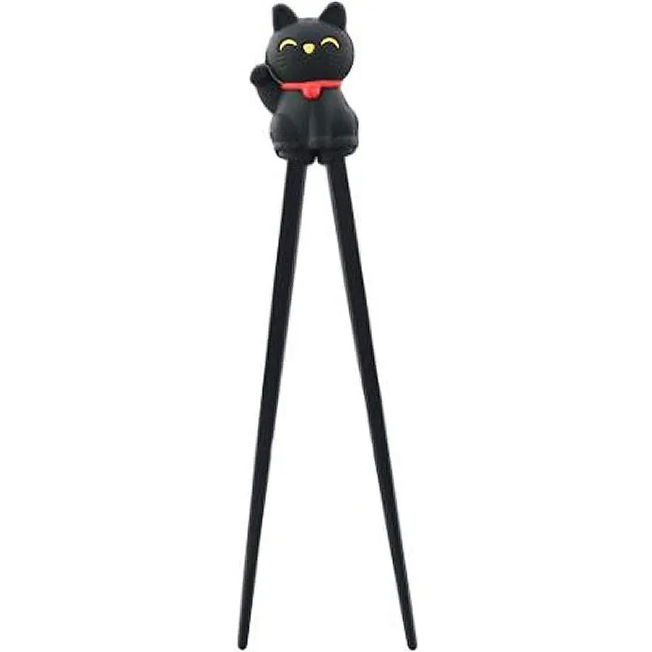 HSTC-LKCBLK  Training chopsticks for beginners right or left handed Black Cat