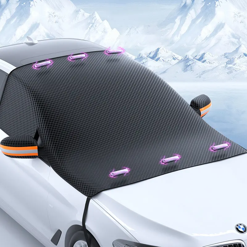 Windshield Visor for Sedan, Car and Compact SUV - 4-layer protection with reflective warning strip, UV protection, dustproof