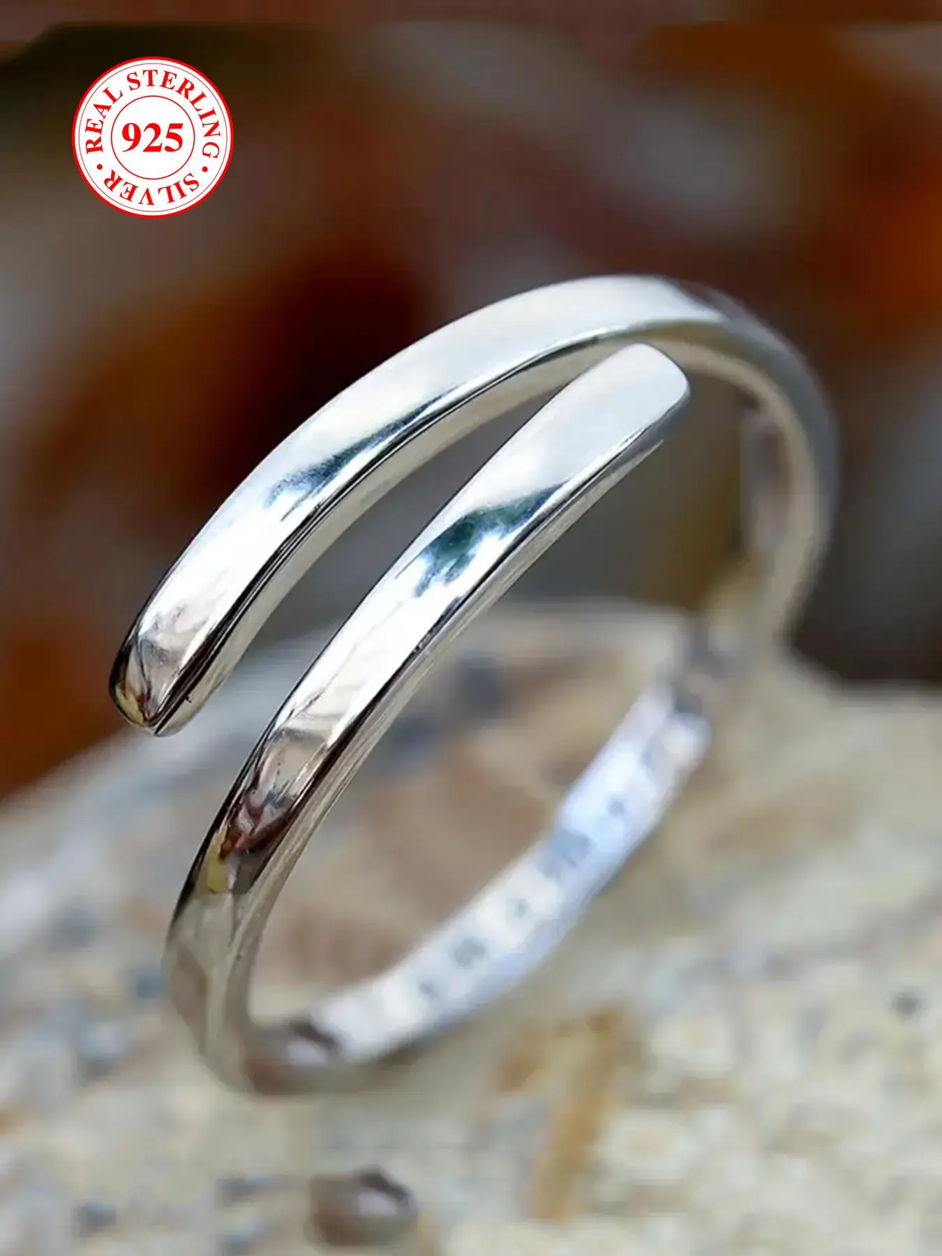 925 Sterling Silver Minimalist All-match Cuff Ring, Casual Ring, Personality Encouragement Gift for Teens Girls Women, Fashion Accessories for Daily Wear, Exquisite Trendy Ring, Jewelry Rings