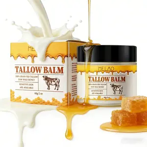 Tallow & Honey Skin Balm with Manuka & Beeswax Unscented Hydration Cream 2oz for Face & Body Deep Moisture & Barrier Protection Natural Ingredients - Moisturizing, Deep Nourishing Repairing