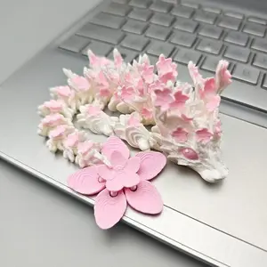 Little girl cherry blossom dragon 3D printed toy animal imitation model with movable joints - a great student birthday gift for a table decoration item