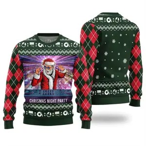 DJ Santa Ugly Christmas Sweater – Funny “Christmas Night Party” Knit Pullover | Cool Holiday Outfit for Party Lovers