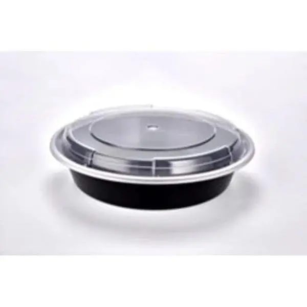 48 oz Black Round Container with Lid  100 piece (50 set)